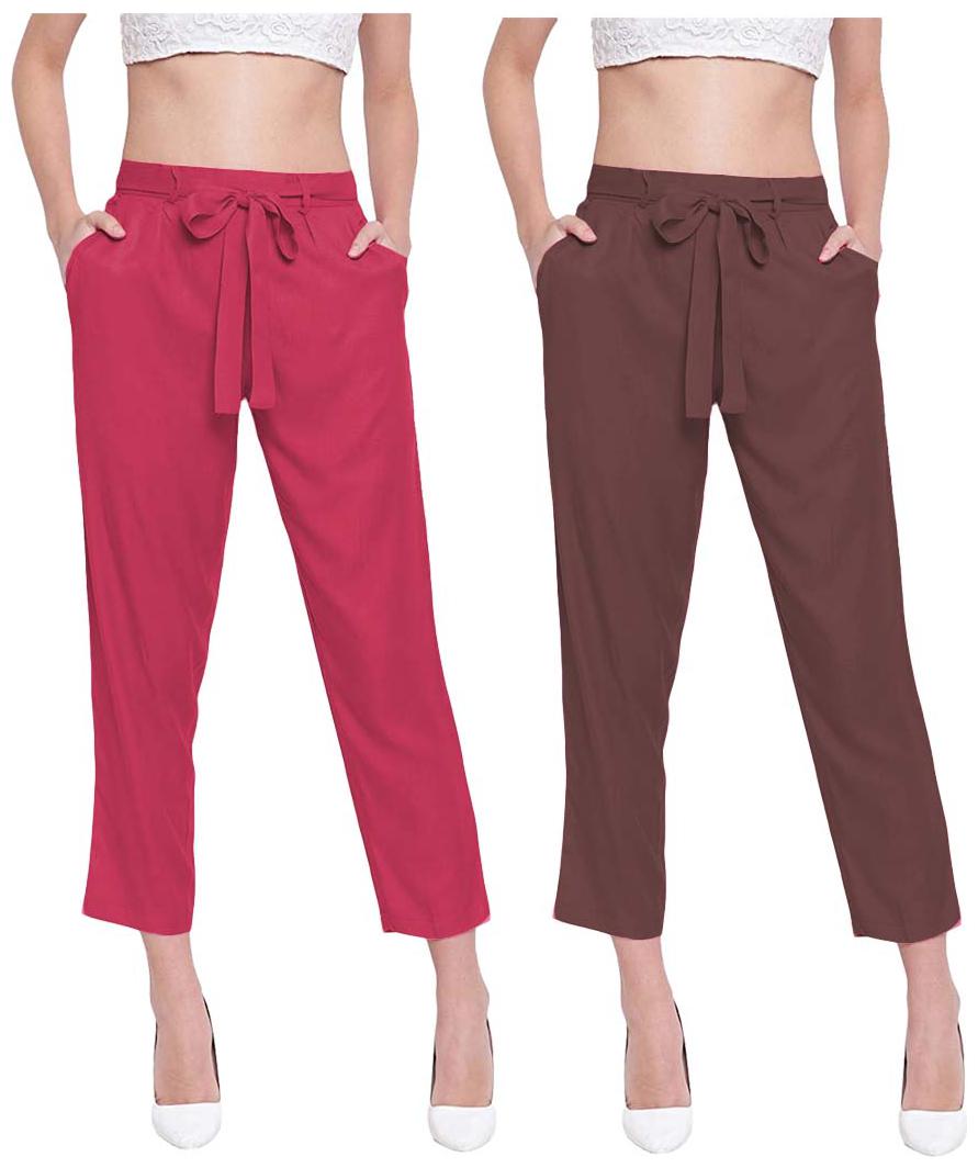 

JJ Fashion Women Red Brown Regular fit Regular pants
