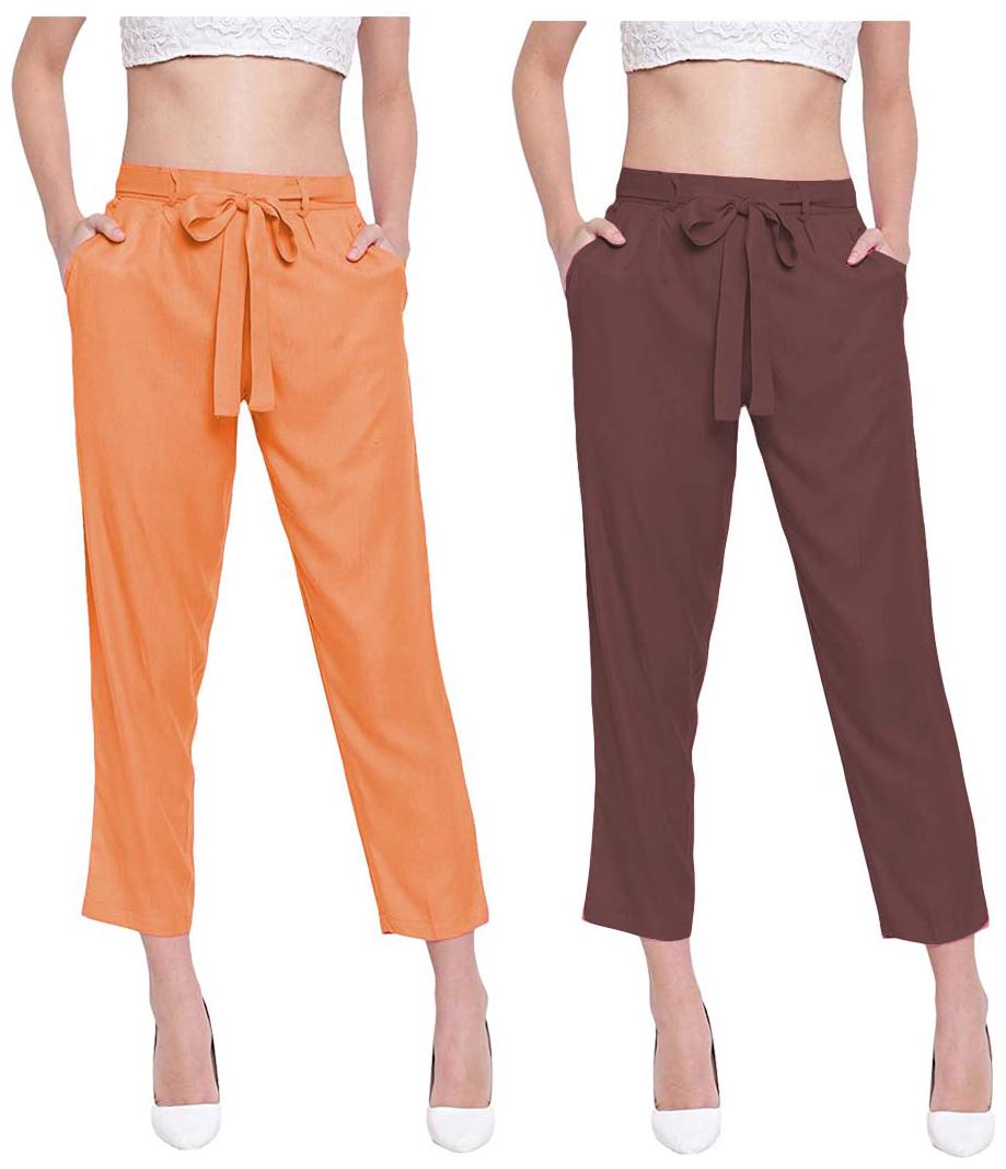 

JJ Fashion Women Orange Brown Regular fit Regular pants