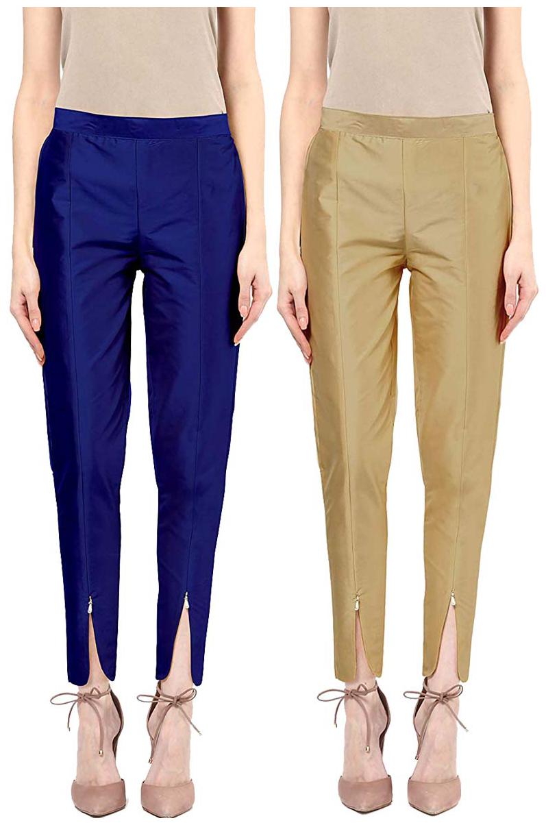 

JJ Fashion Women Blue Beige Regular fit Regular pants