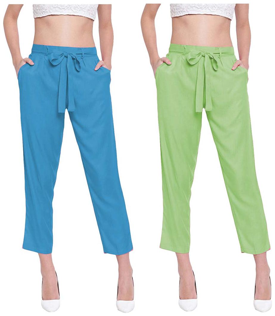 

JJ Fashion Women Blue Green Regular fit Regular pants