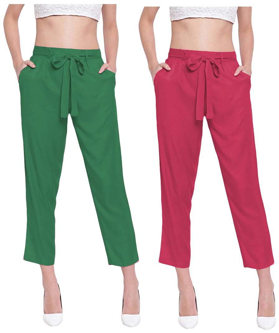 

JJ Fashion Women Green Red Regular fit Regular pants