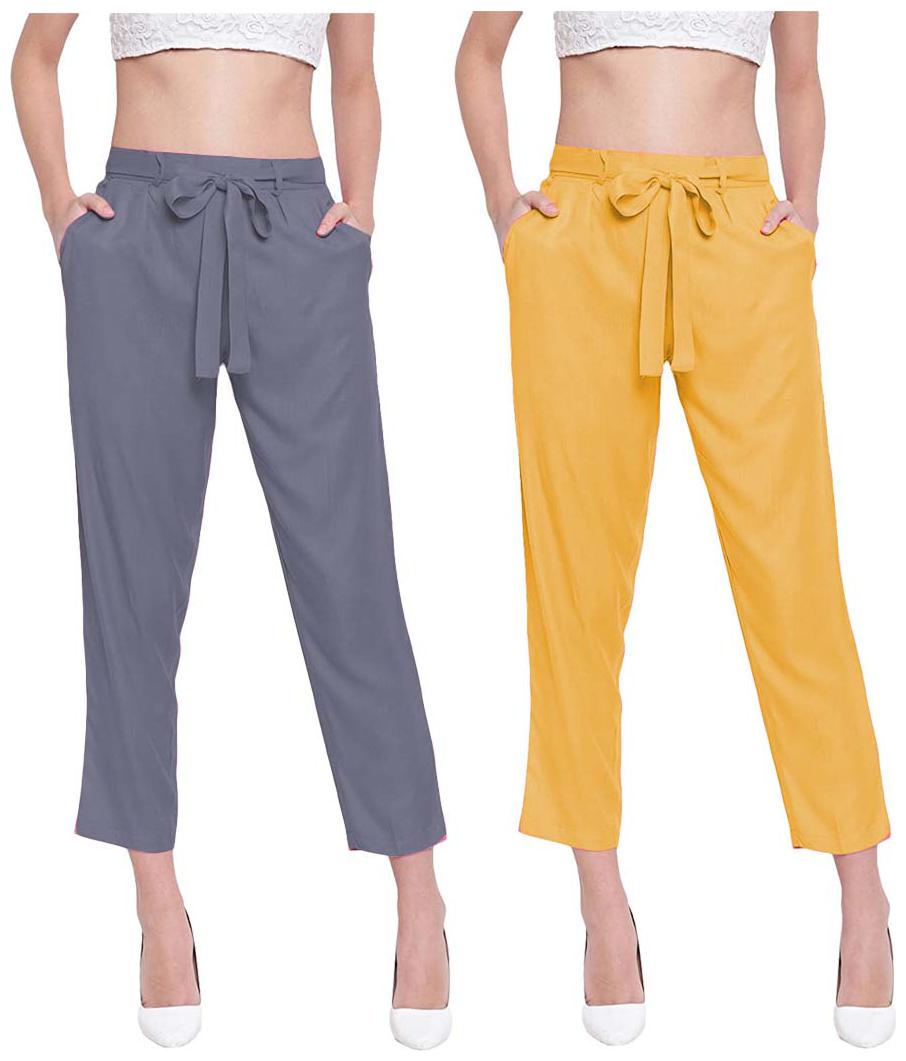 

JJ Fashion Women Grey Yellow Regular fit Regular pants