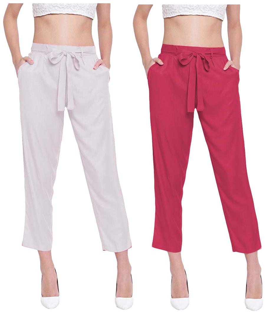

JJ Fashion Women White Red Regular fit Regular pants