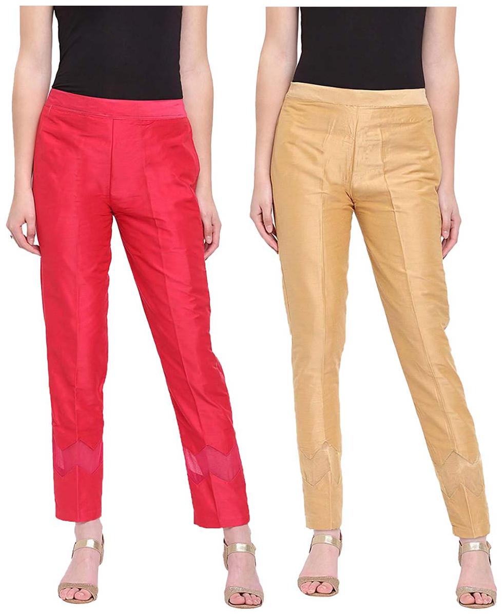 

JJ Fashion Women Pink Beige Regular fit Regular pants