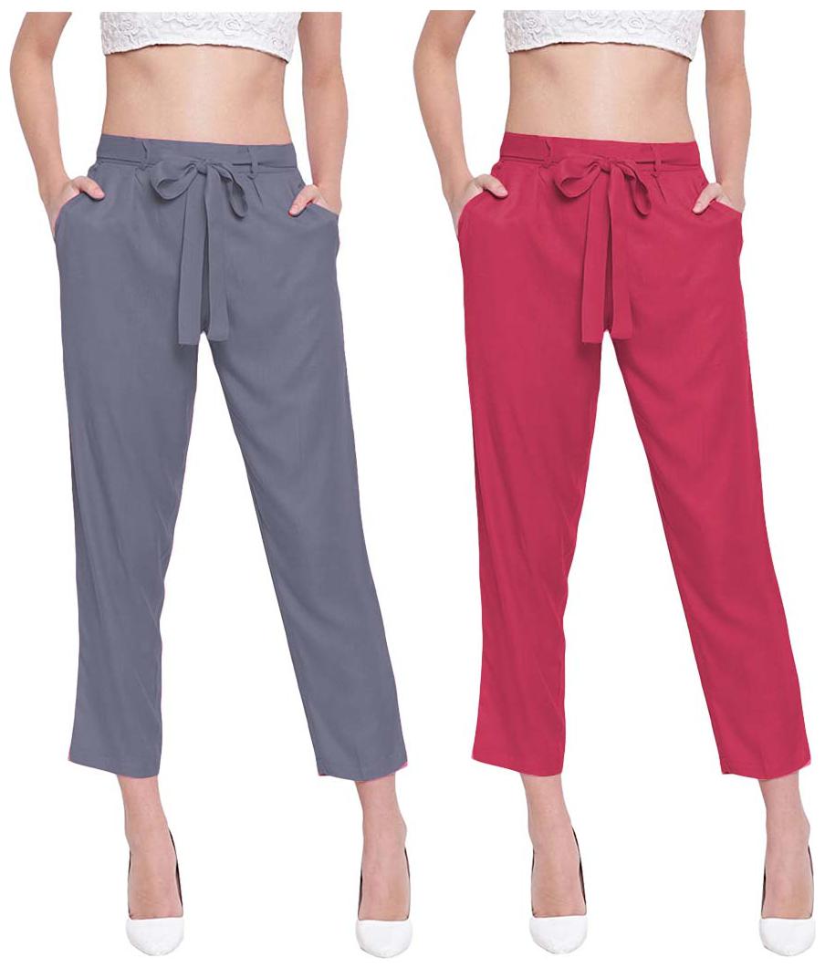 

JJ Fashion Women Grey Red Regular fit Regular pants
