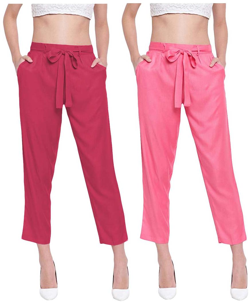 

JJ Fashion Women Red Pink Regular fit Regular pants