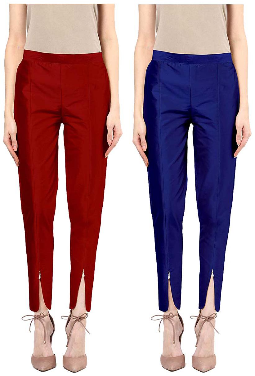 

JJ Fashion Women Maroon Blue Regular fit Regular pants