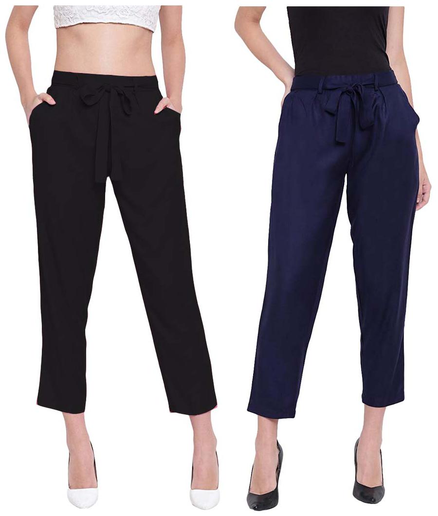 

JJ Fashion Women Black Blue Regular fit Regular pants