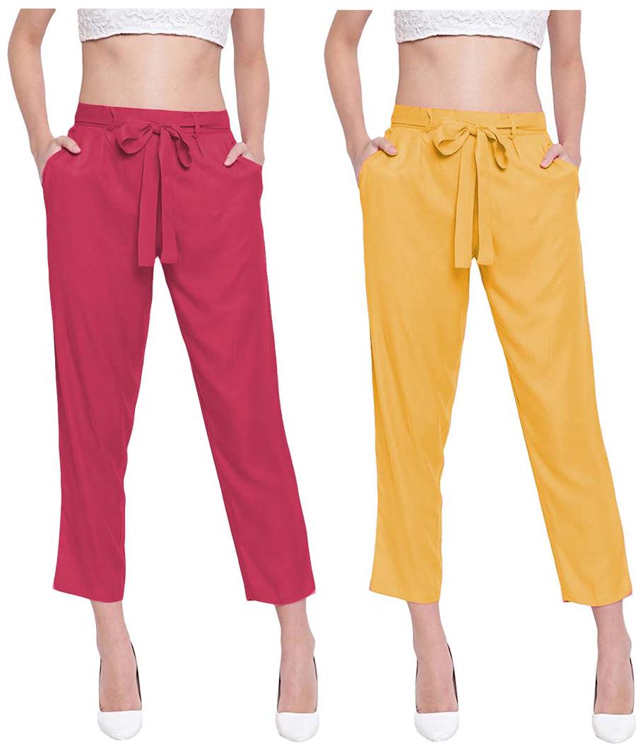 

JJ Fashion Women Red Yellow Regular fit Regular pants