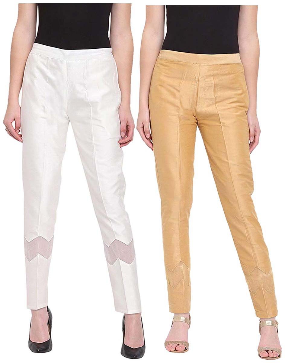 

JJ Fashion Women White Beige Regular fit Regular pants