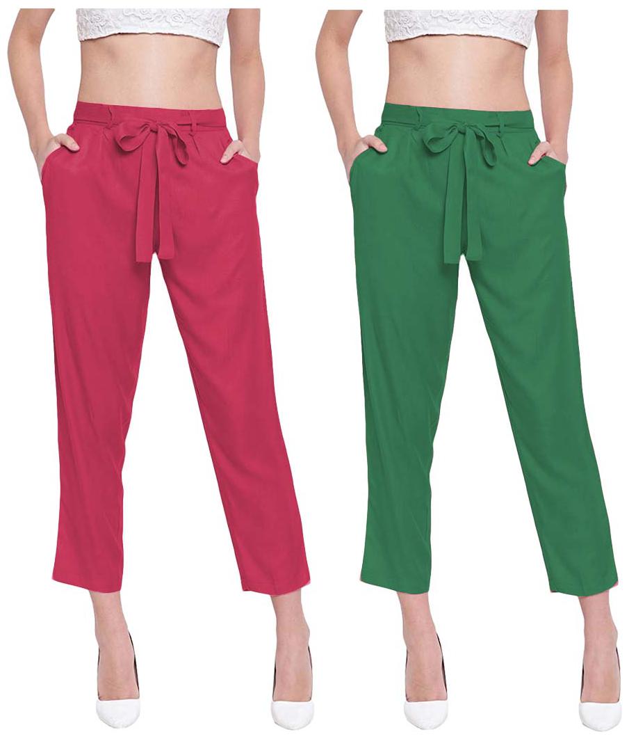 

JJ Fashion Women Red Green Regular fit Regular pants