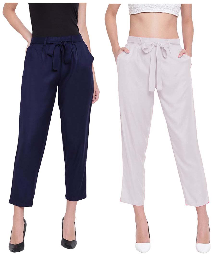 

JJ Fashion Women Blue White Regular fit Regular pants