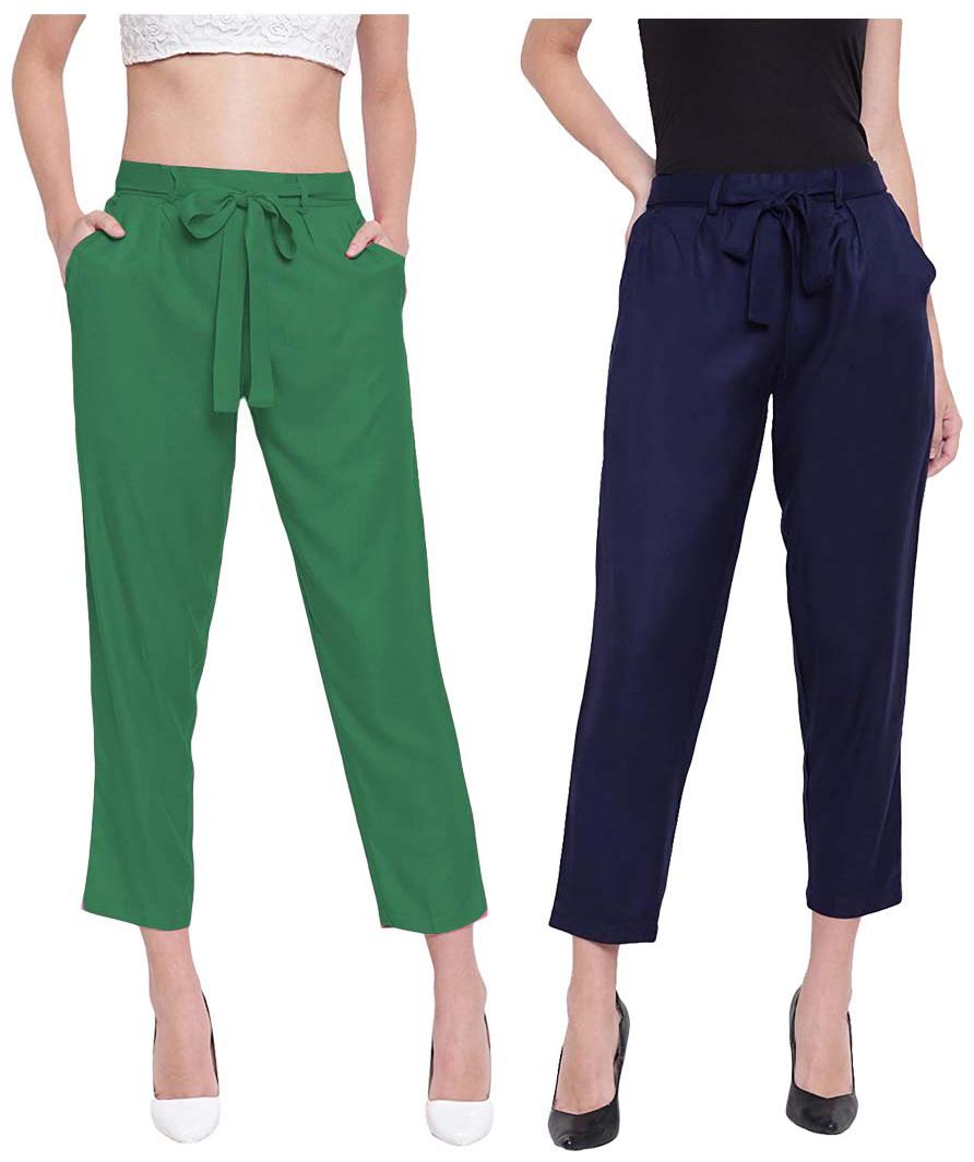 

JJ Fashion Women Green Blue Regular fit Regular pants
