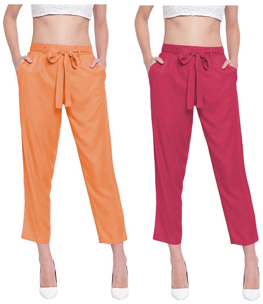 

JJ Fashion Women Orange Red Regular fit Regular pants