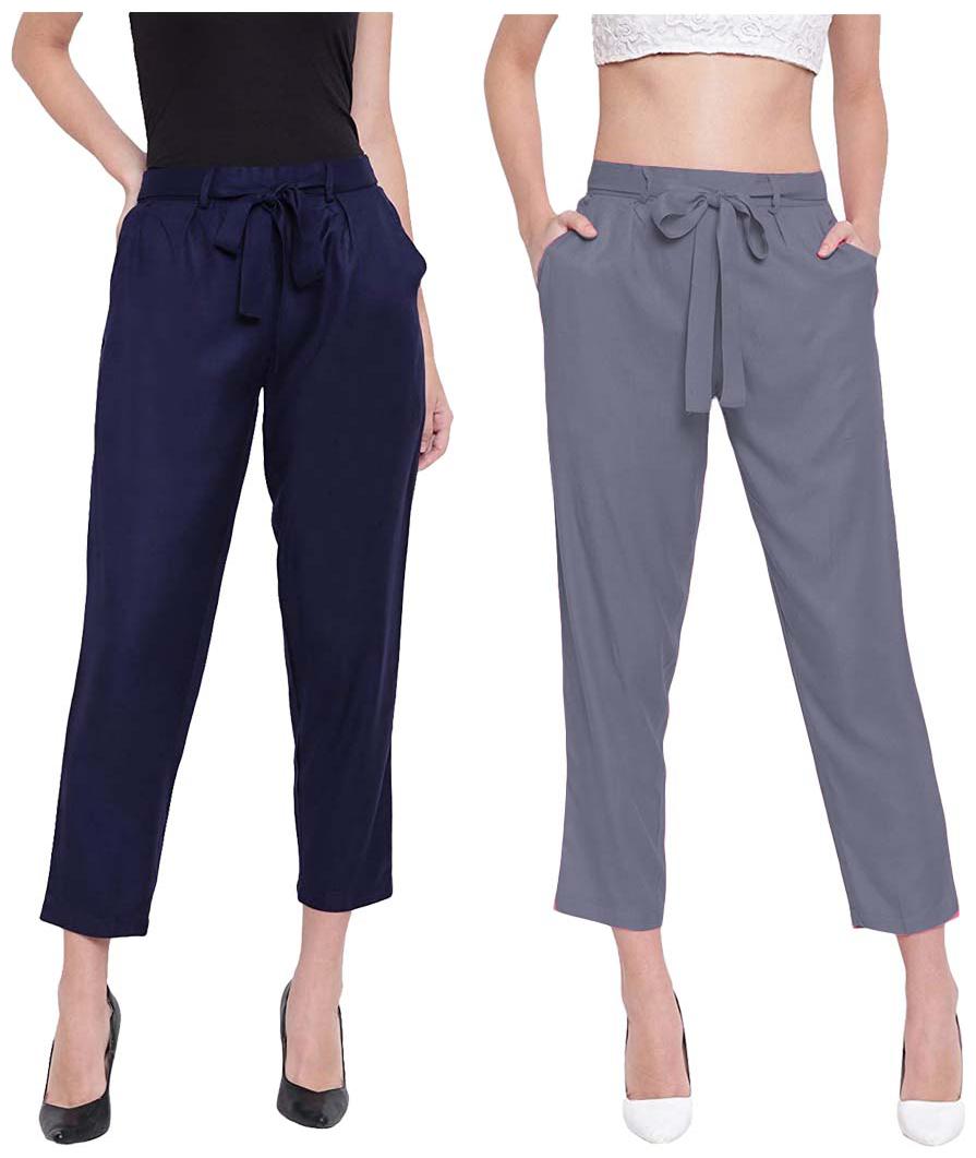 

JJ Fashion Women Blue Grey Regular fit Regular pants