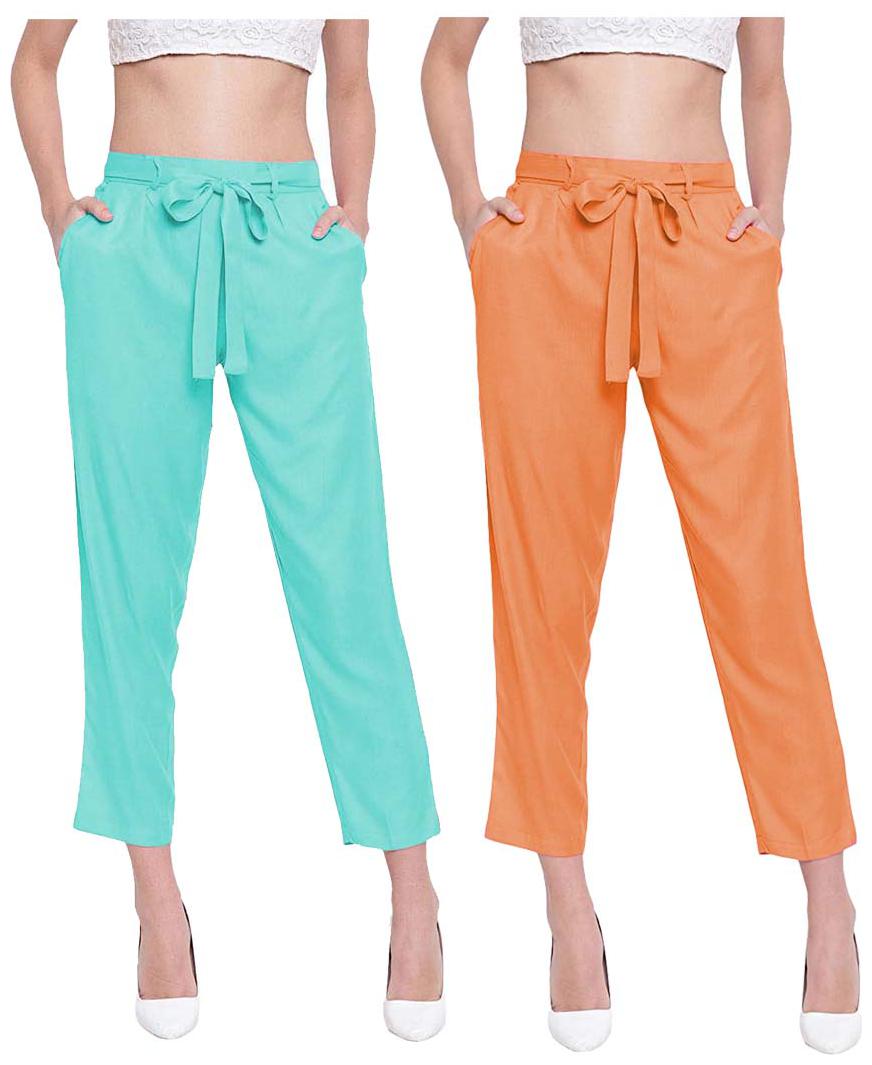 

JJ Fashion Women Green Orange Regular fit Regular pants