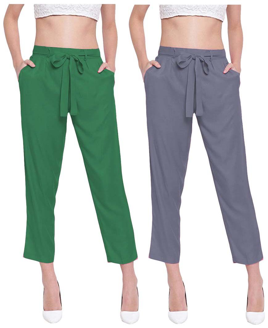 

JJ Fashion Women Green Grey Regular fit Regular pants
