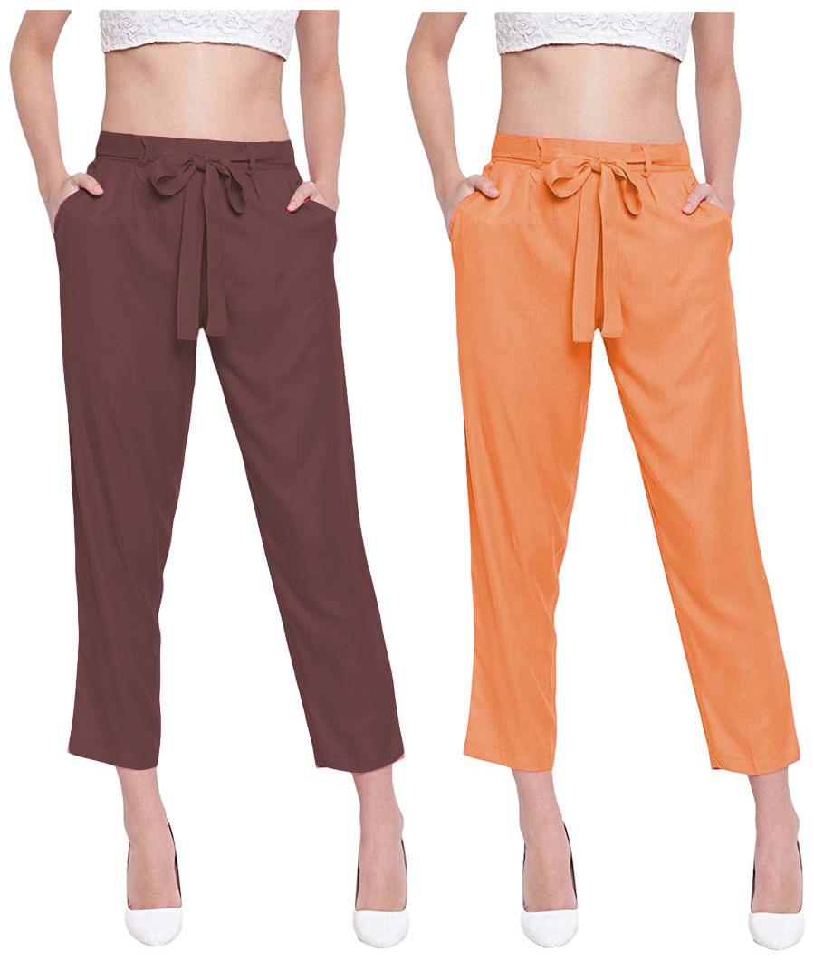 

JJ Fashion Women Brown Orange Regular fit Regular pants