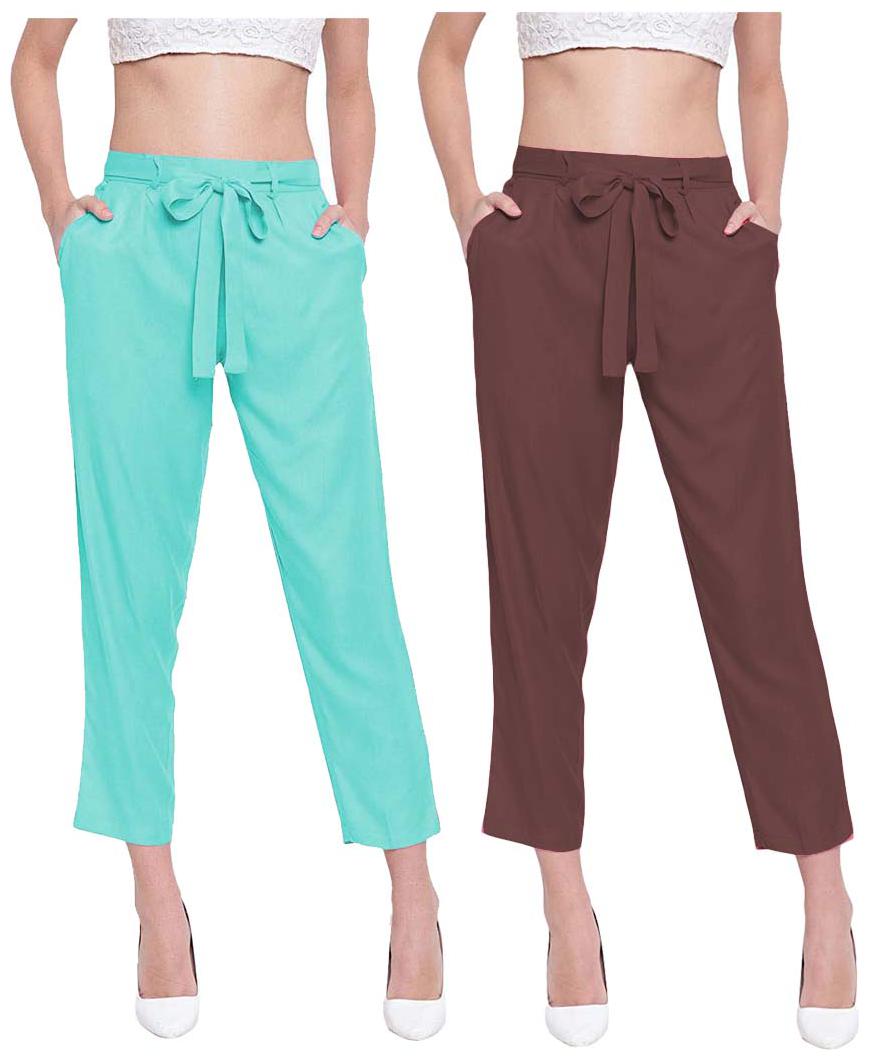 

JJ Fashion Women Green Brown Regular fit Regular pants