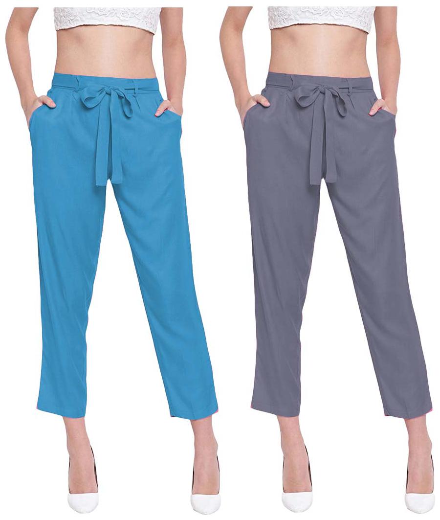 

JJ Fashion Women Blue Grey Regular fit Regular pants