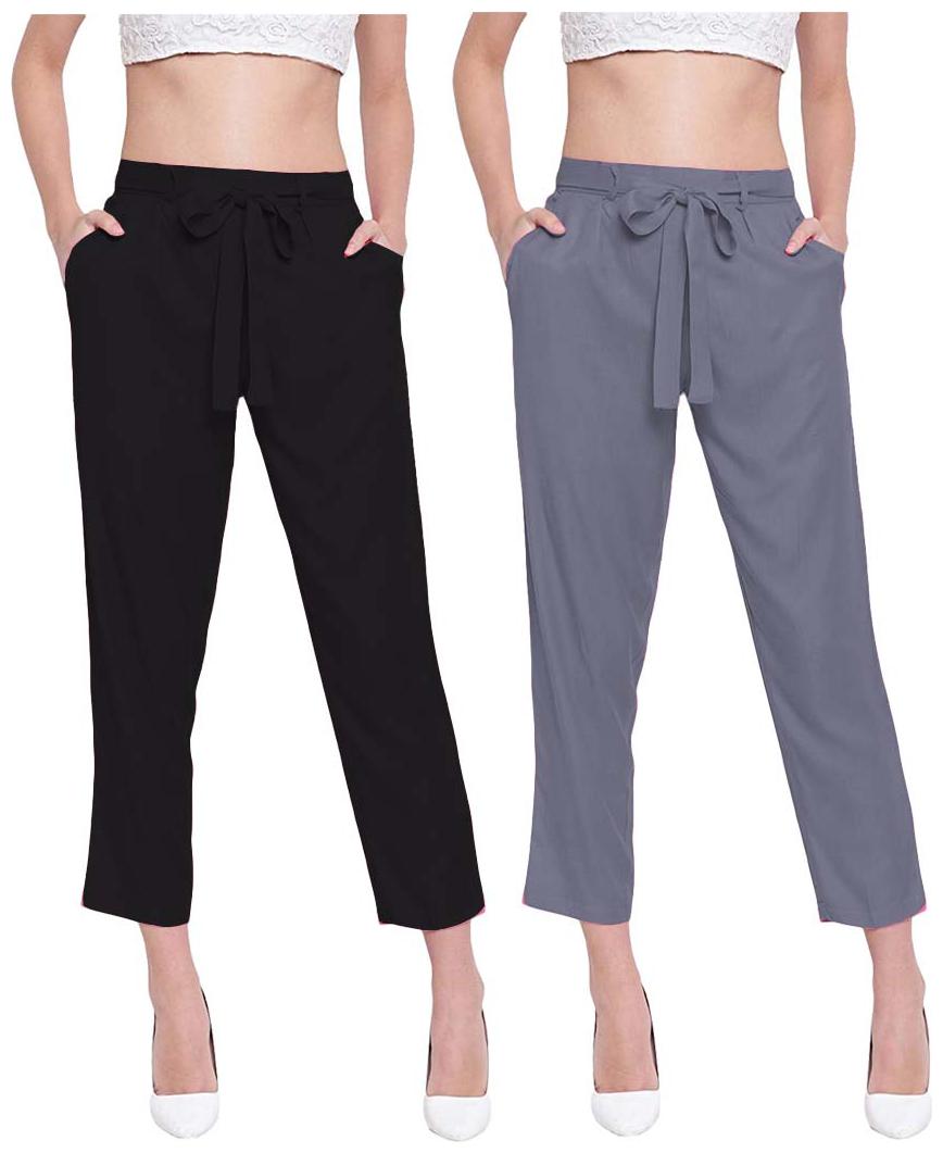 

JJ Fashion Women Black Grey Regular fit Regular pants