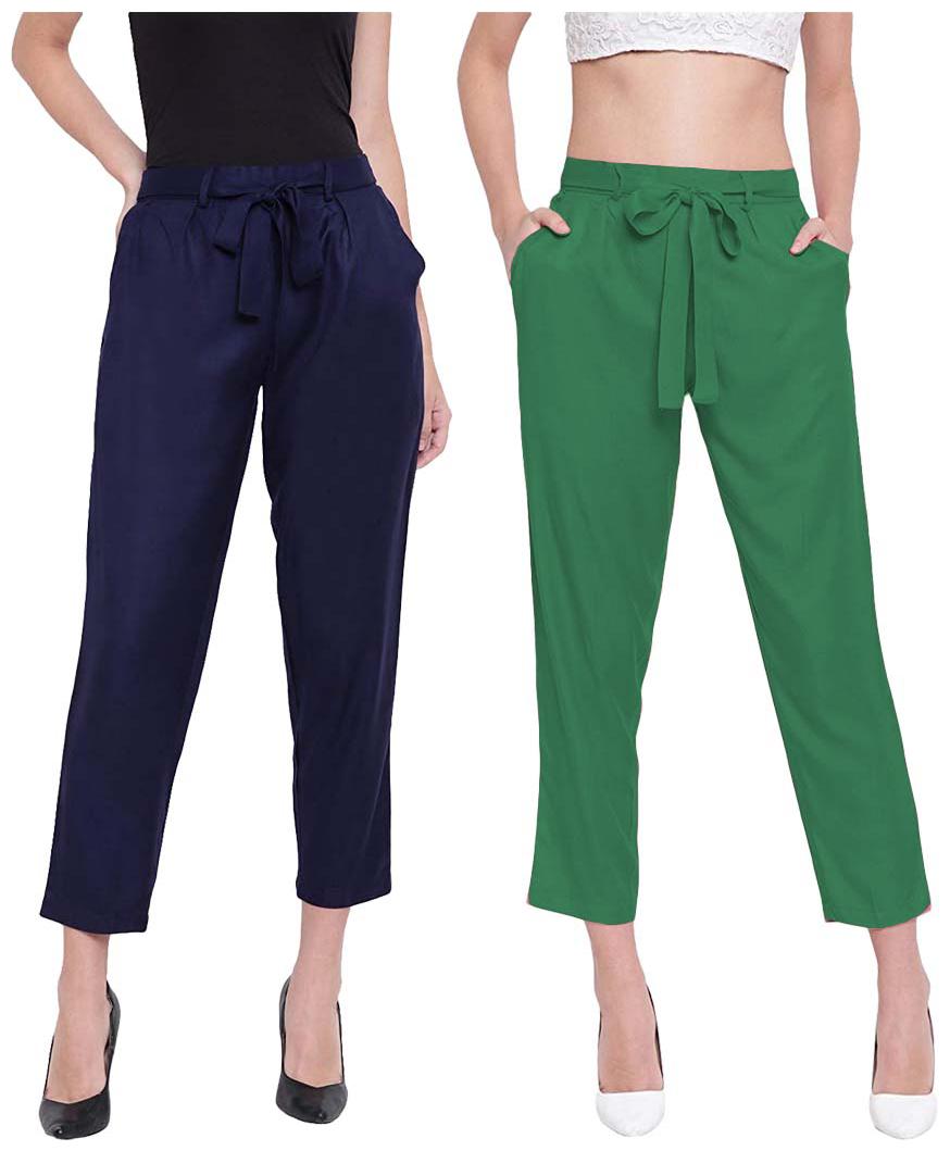 

JJ Fashion Women Blue Green Regular fit Regular pants