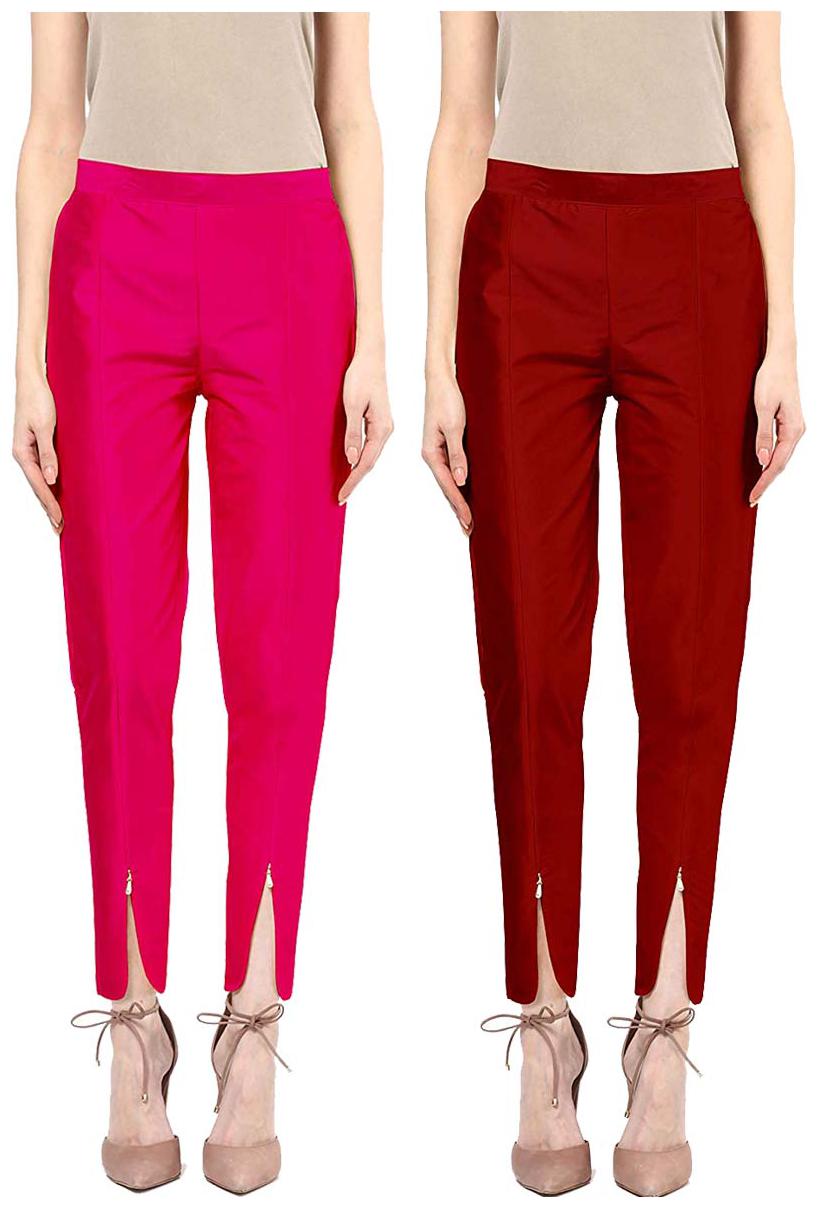 

JJ Fashion Women Pink Maroon Regular fit Regular pants