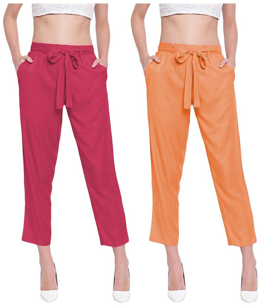 

JJ Fashion Women Red Orange Regular fit Regular pants