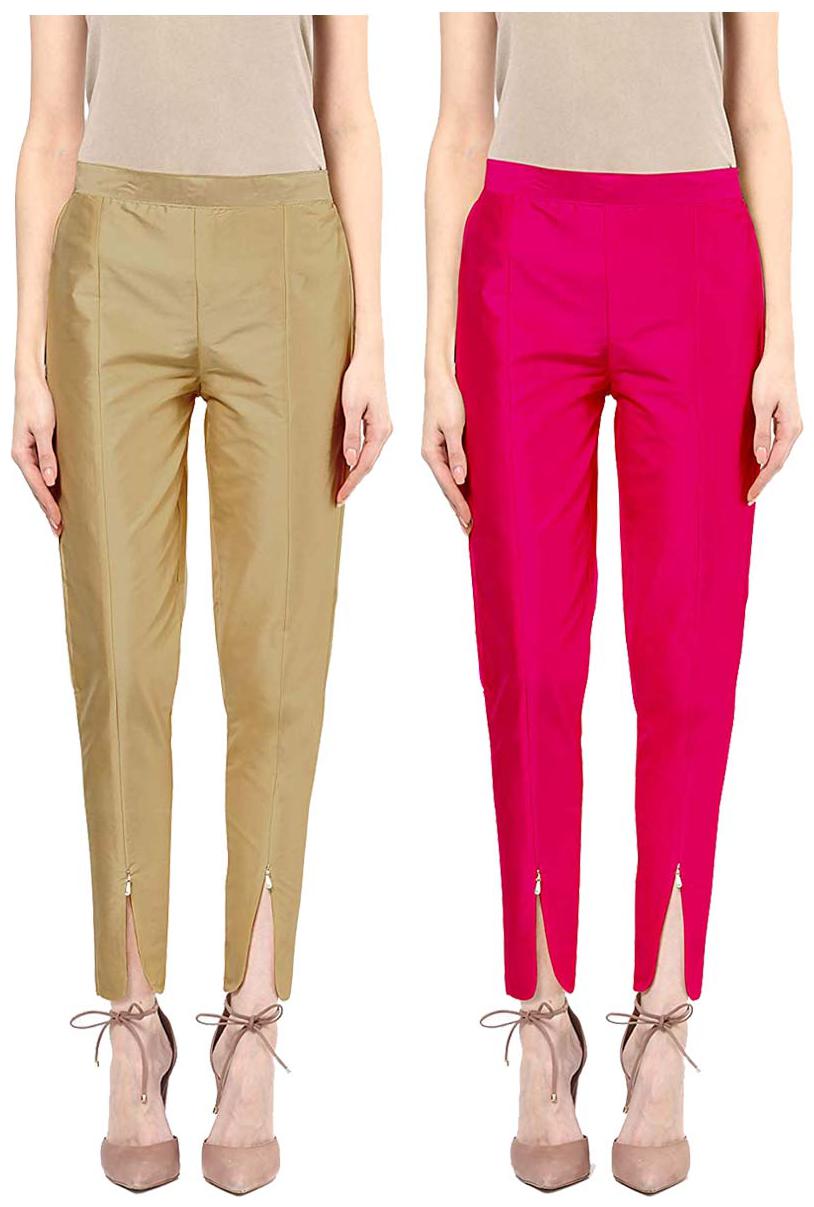 

JJ Fashion Women Beige Pink Regular fit Regular pants