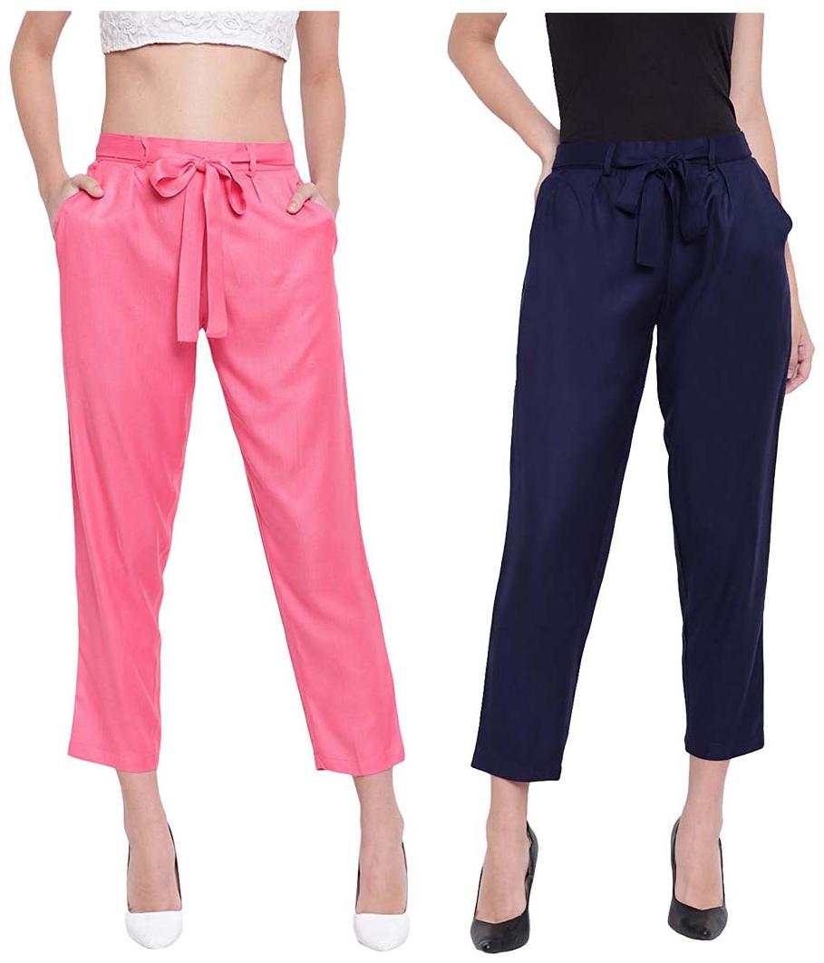 

JJ Fashion Women Pink Blue Regular fit Regular pants