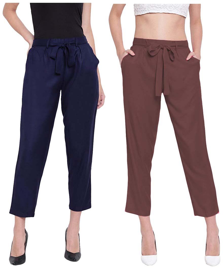 

JJ Fashion Women Blue Brown Regular fit Regular pants