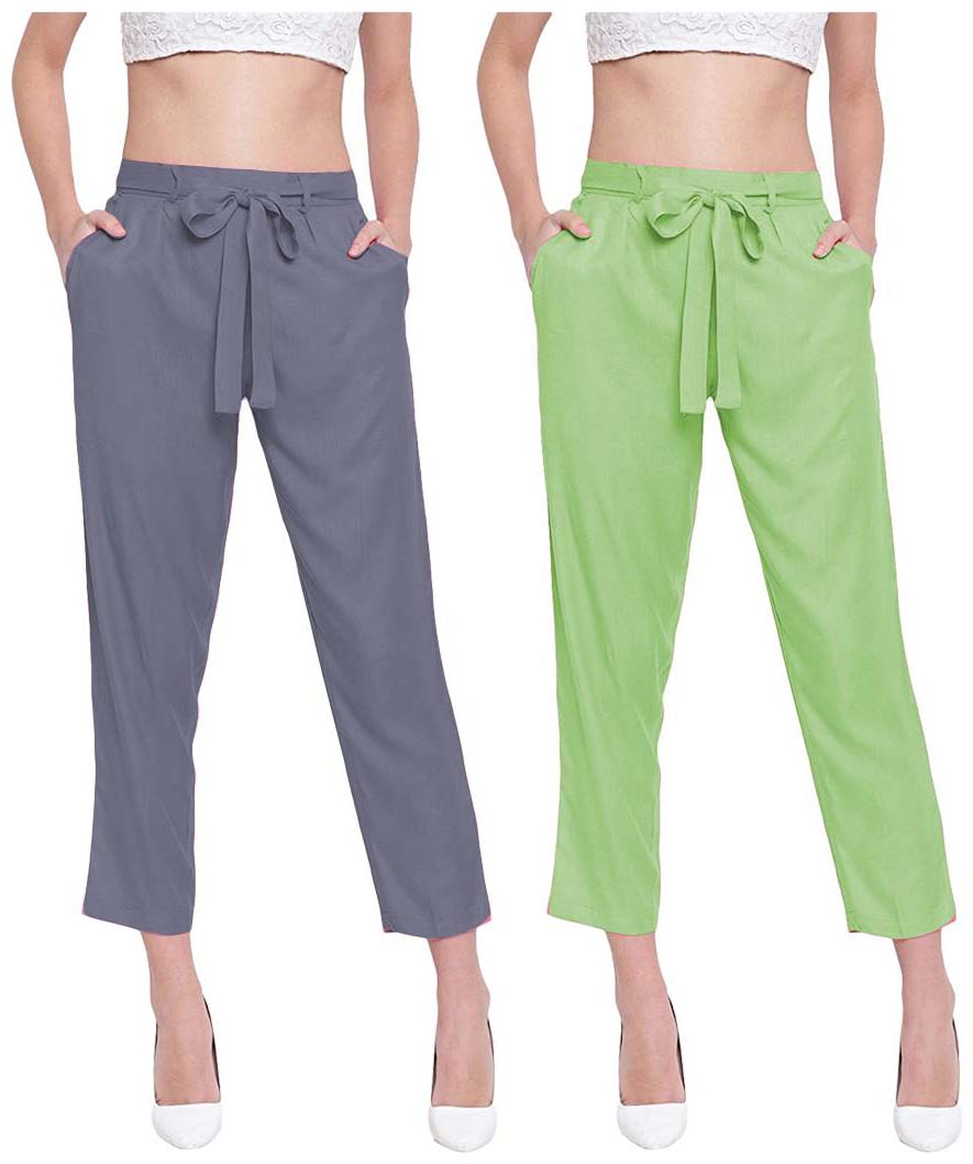 

JJ Fashion Women Grey Green Regular fit Regular pants