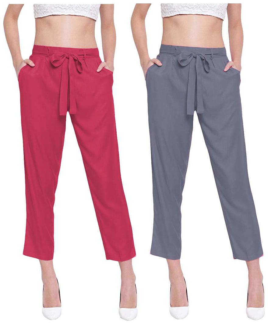 

JJ Fashion Women Red Grey Regular fit Regular pants