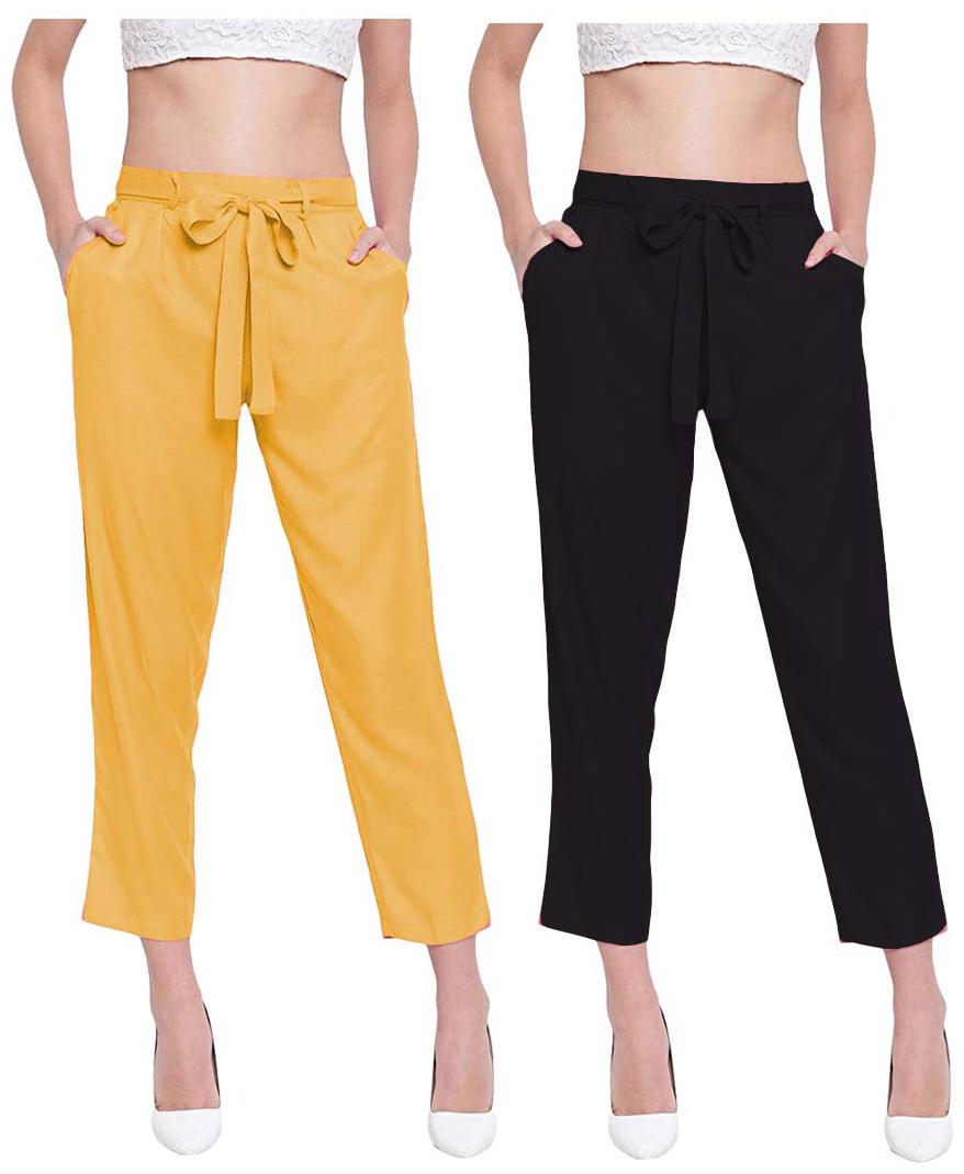

JJ Fashion Women Yellow Black Regular fit Regular pants