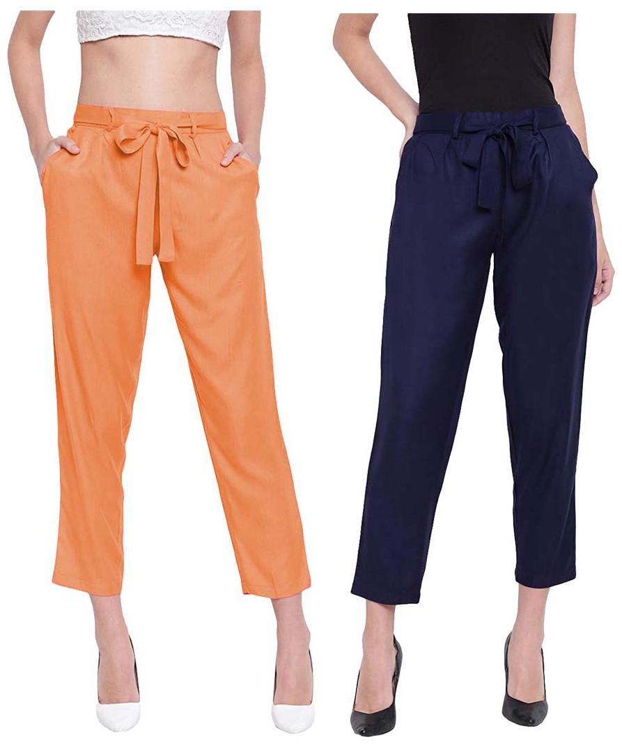 

JJ Fashion Women Orange Blue Regular fit Regular pants