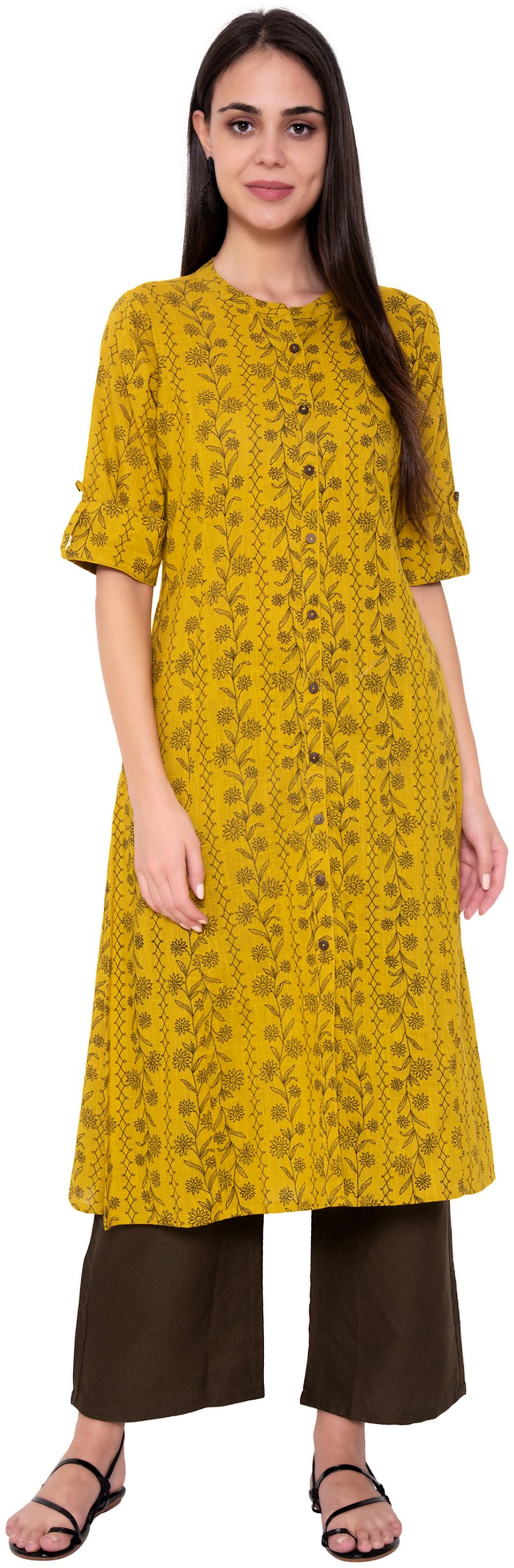 

JNY SALES Women Cotton Kurta Yellow