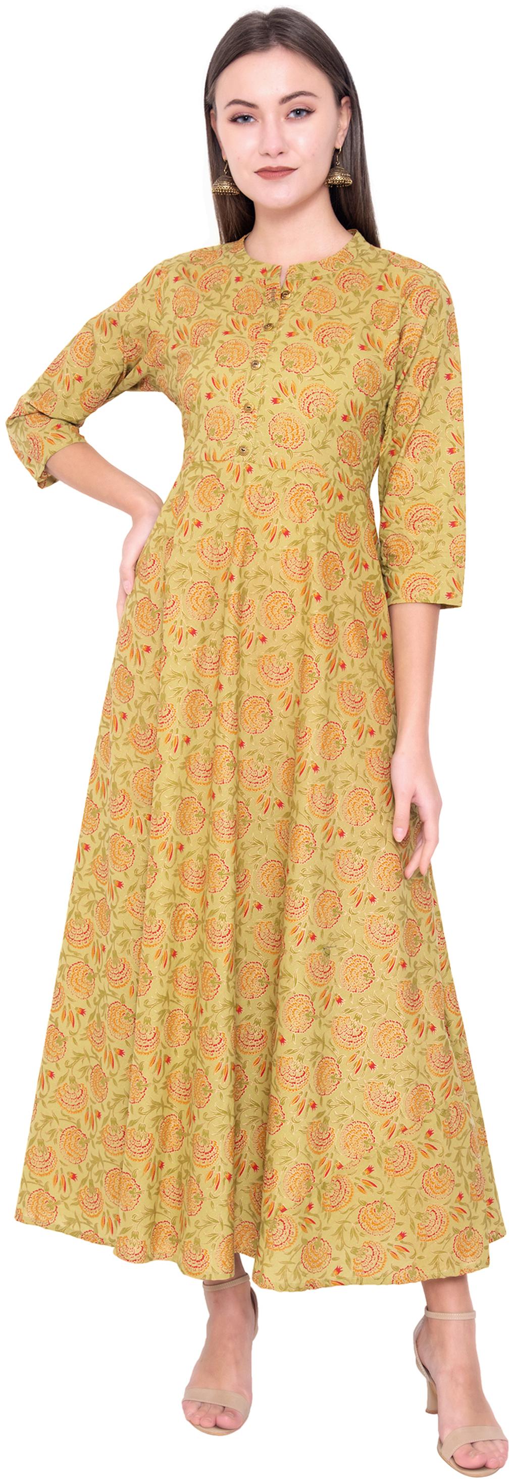 

JNY SALES Women Green Floral Anarkali Kurta