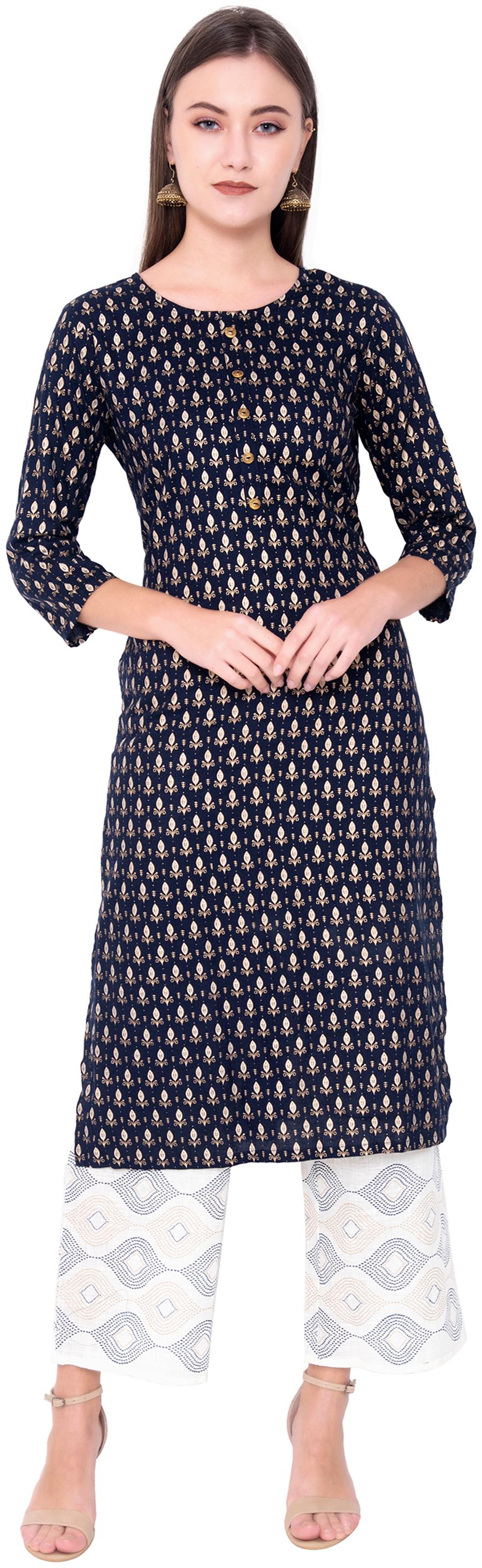 

JNY SALES Women Blue Printed Regular Kurta With Palazzo