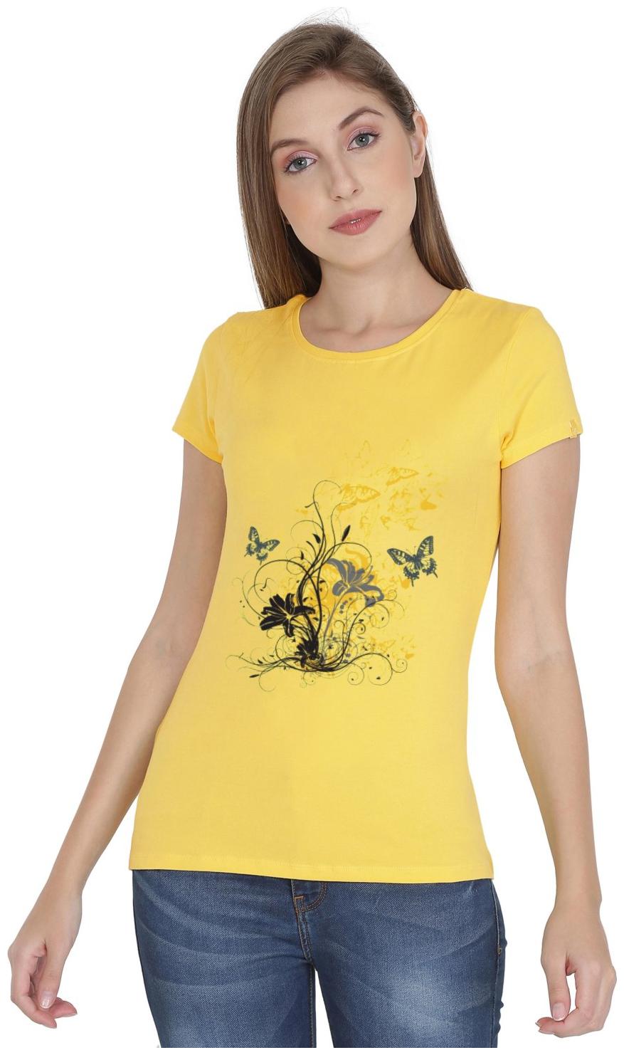

Jockey Women Yellow Regular fit Round neck Cotton T shirt