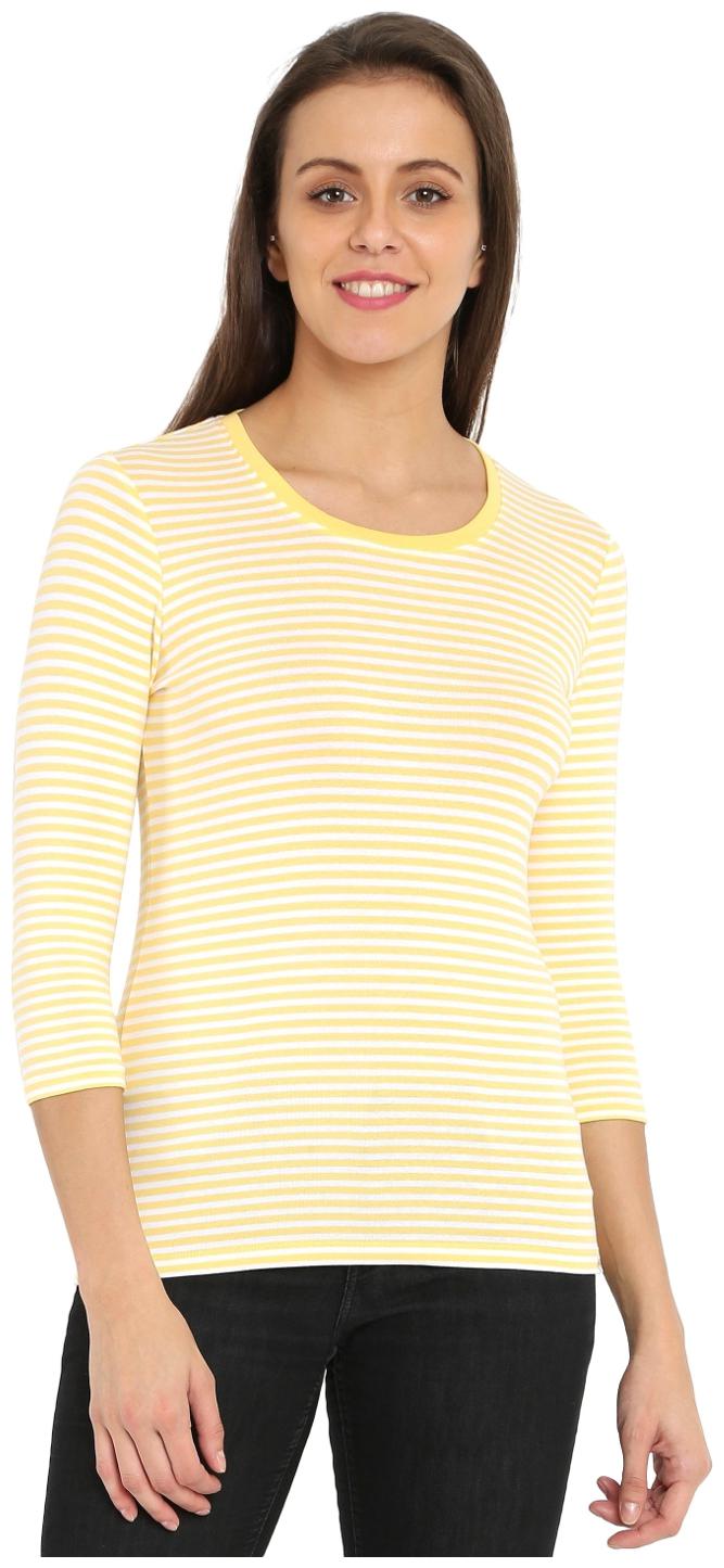 

Jockey Women Yellow Regular fit Round neck Cotton T shirt