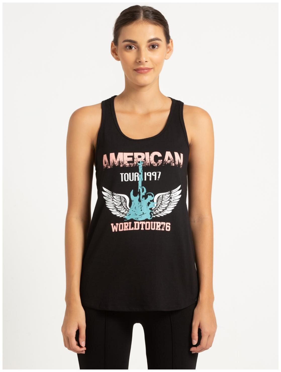 

Jockey Women Black Regular fit U neck Cotton Tank top