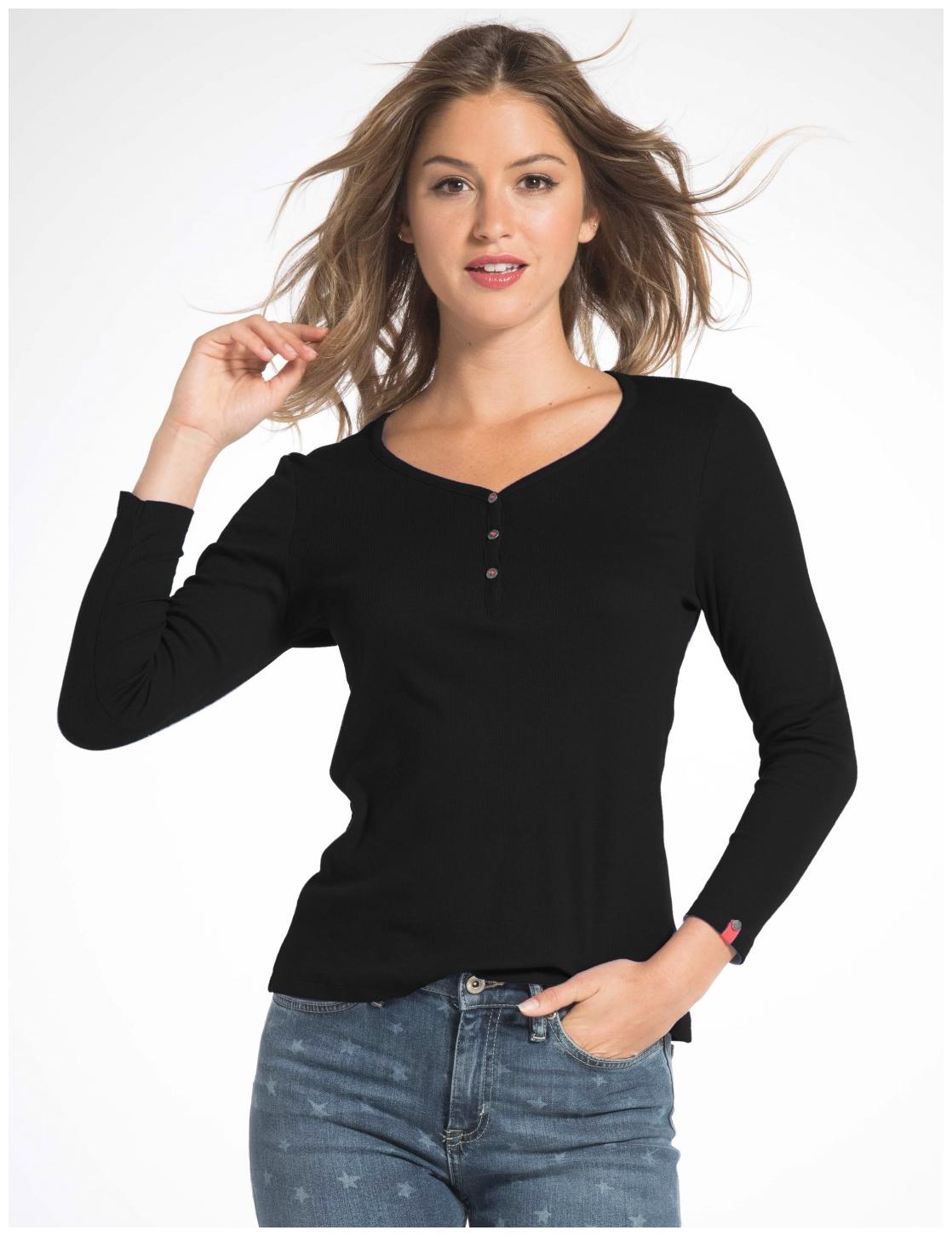 

Jockey Women Black Regular fit Henley neck Blended T shirt