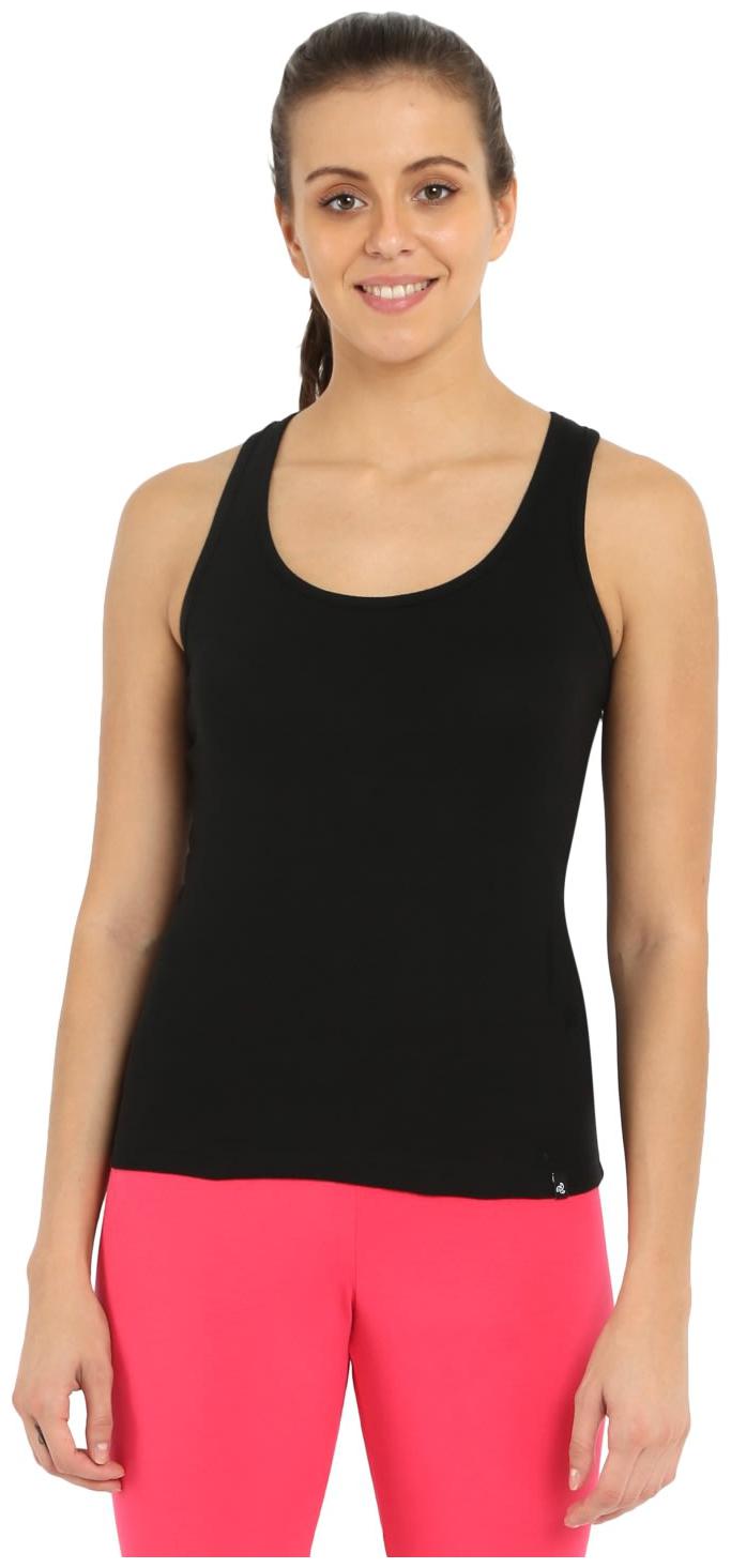 

Jockey Women Black Slim fit U neck Cotton Tank top