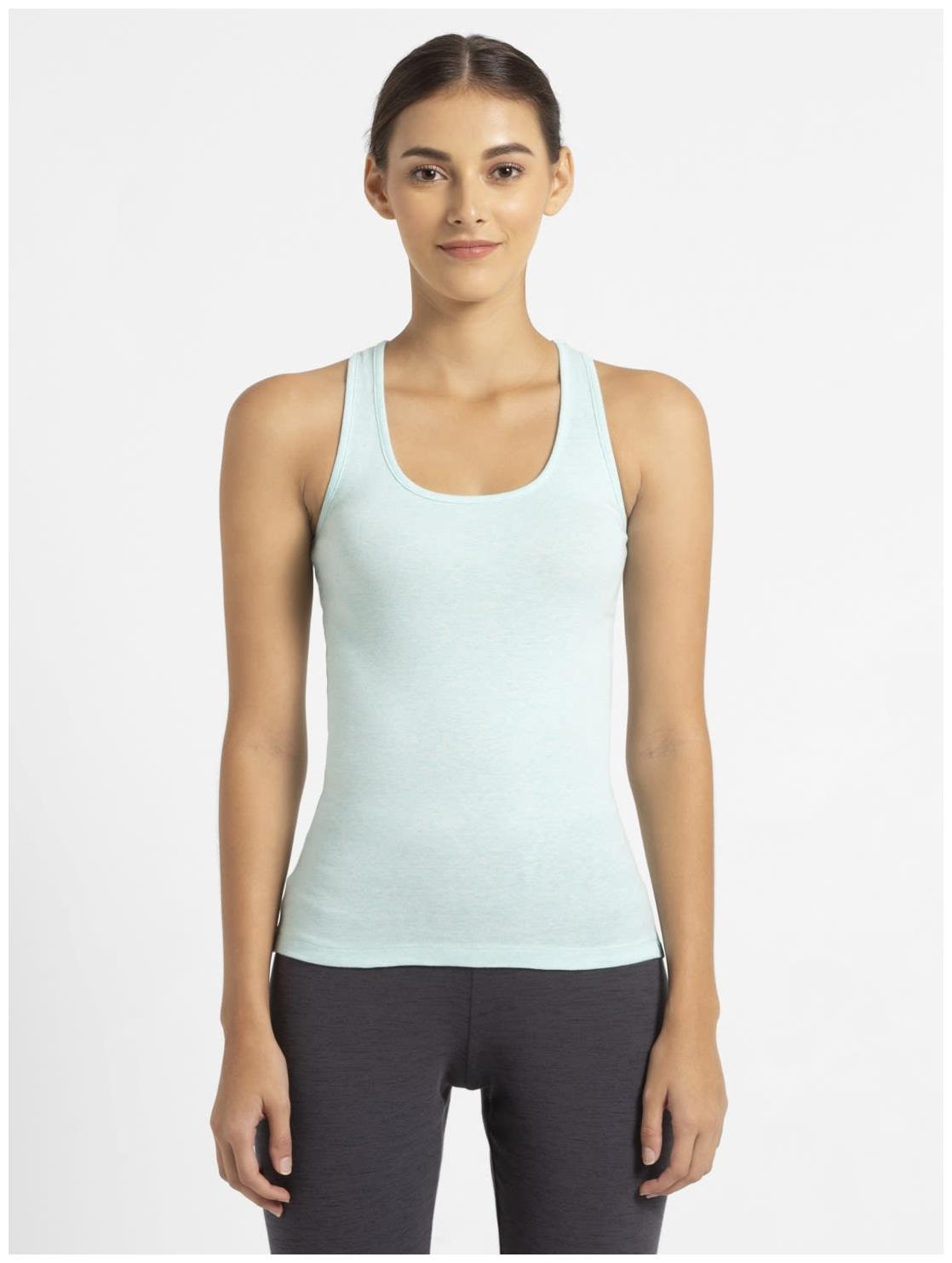 

Jockey Women Blue Slim fit U neck Cotton Tank top