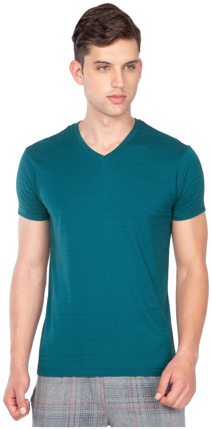 

Jockey Men Blue Regular fit Cotton V neck T-Shirt - Pack Of 1