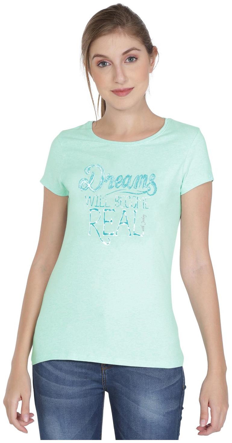 

Jockey Women Green Regular fit Round neck Cotton T shirt