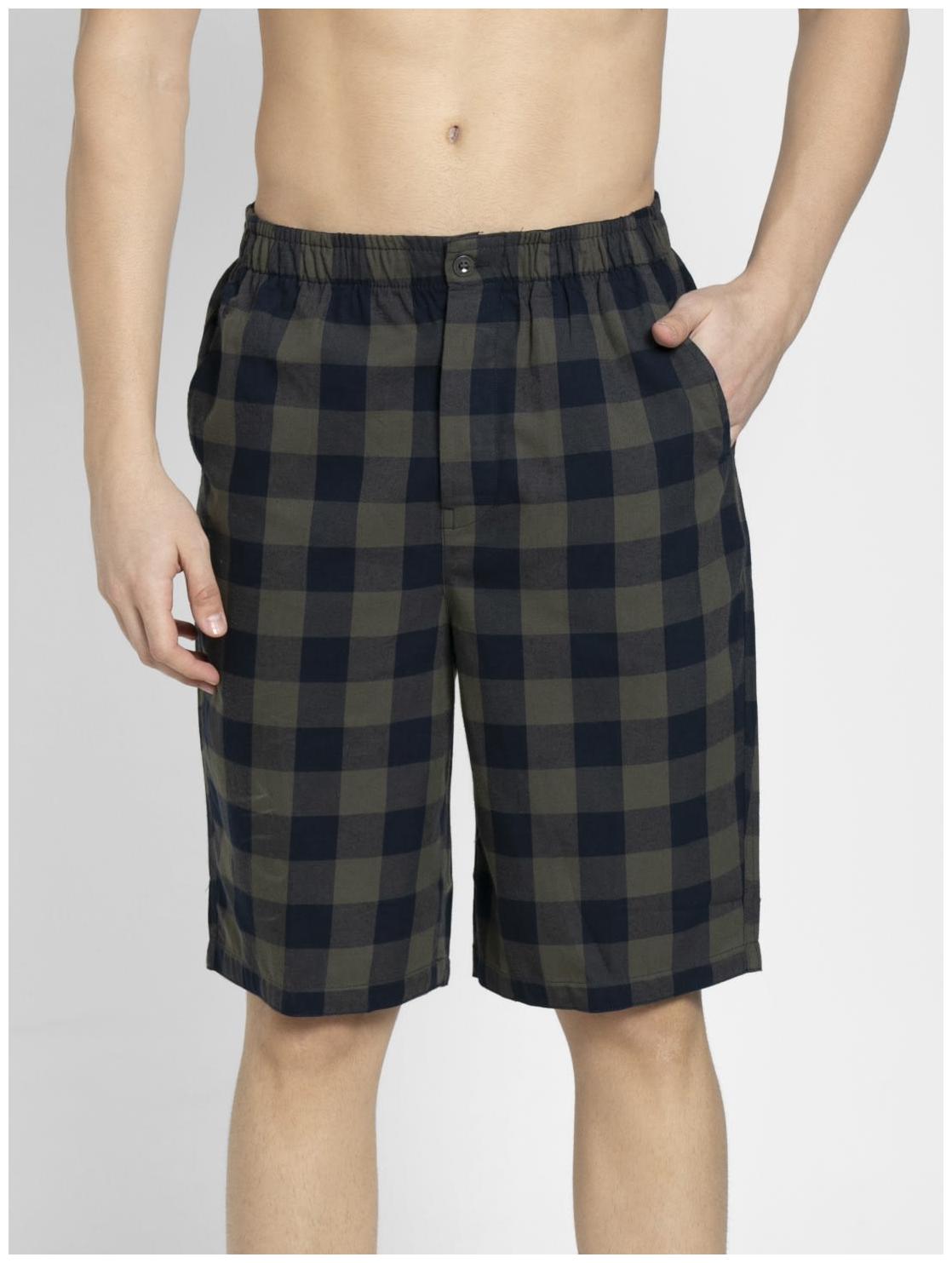 

Jockey Cotton Checked Navy Blue Olive Regular Shorts Men