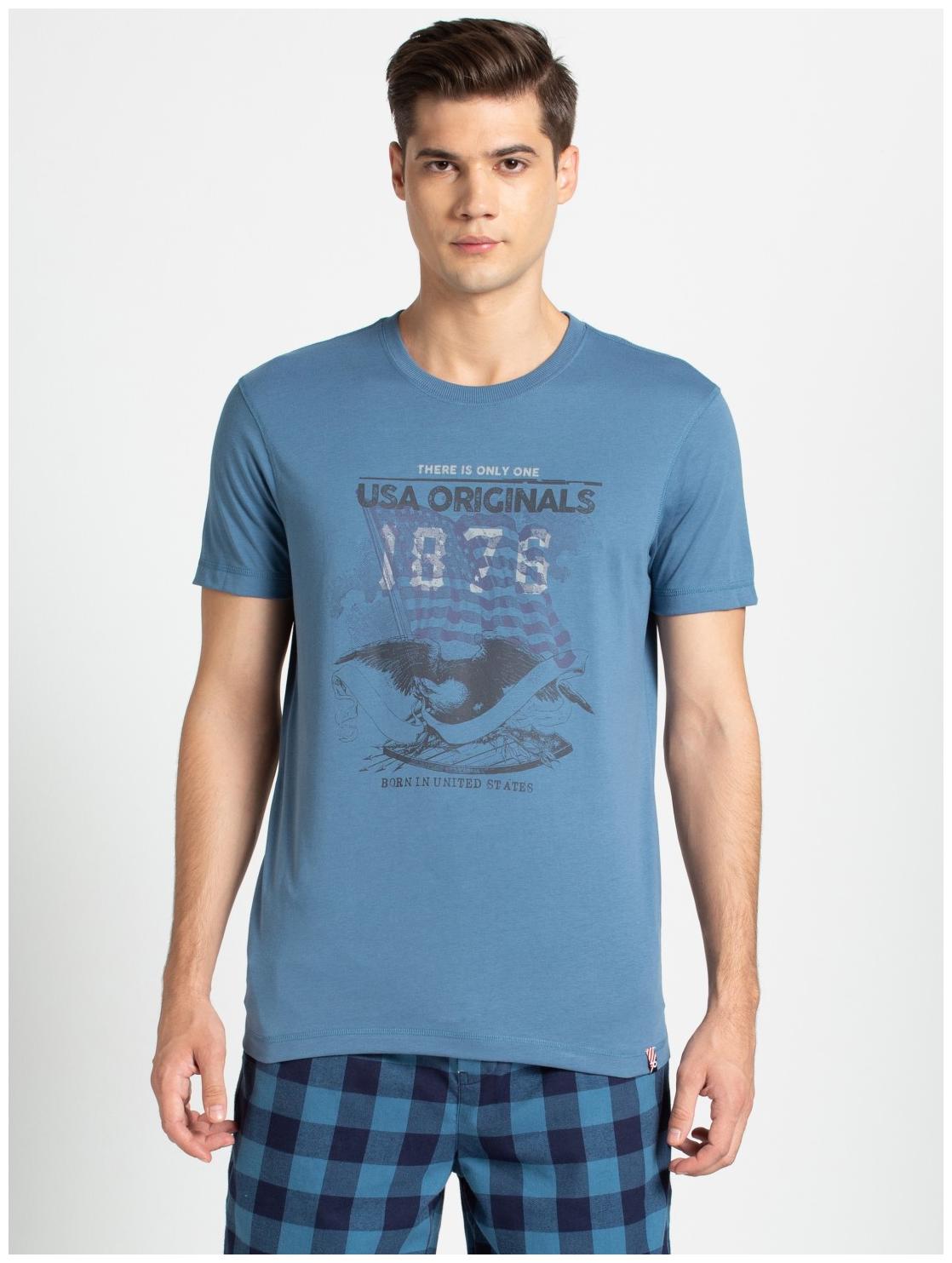 

Jockey Men Blue Regular fit Cotton Round neck T-Shirt - Pack Of 1