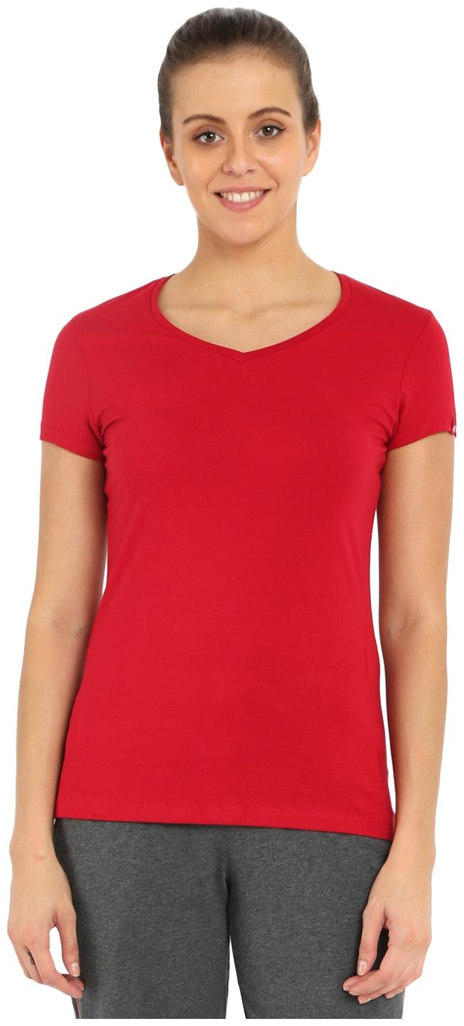 

Jockey Women Red Regular fit V neck Cotton T shirt