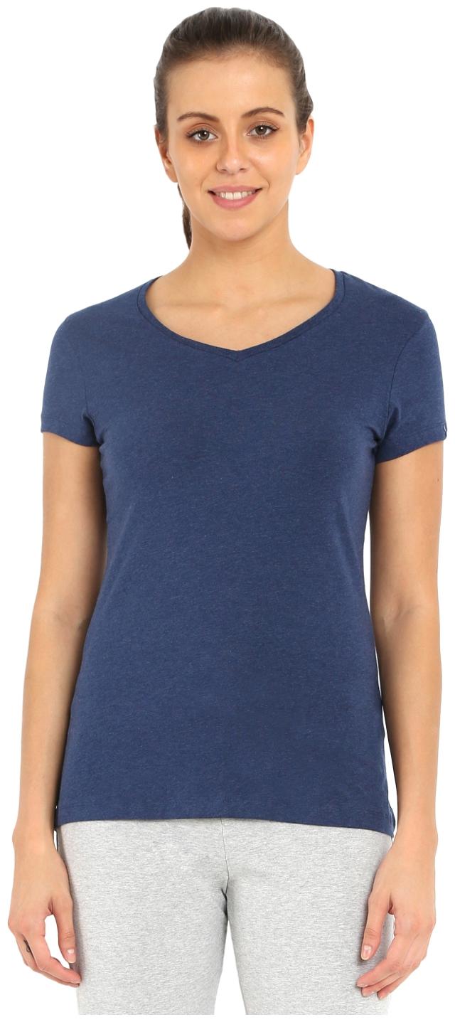 

Jockey Women Blue Regular fit V neck Cotton T shirt